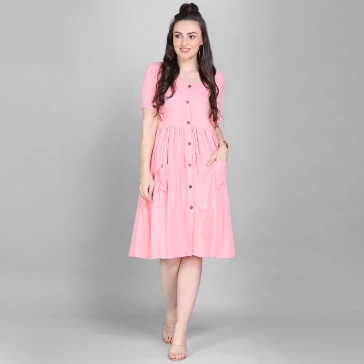 Buy Styleforic Women A-line Pink Dress ...